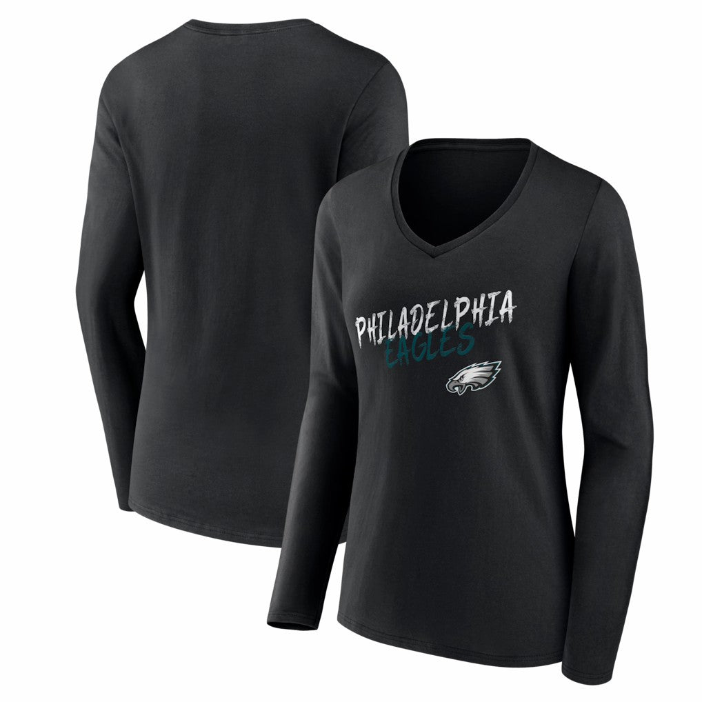 Philadelphia Eagles  Women's Hustle Long Sleeve V-Neck T-Shirt