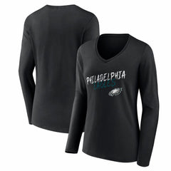 Philadelphia Eagles  Women's Hustle Long Sleeve V-Neck T-Shirt