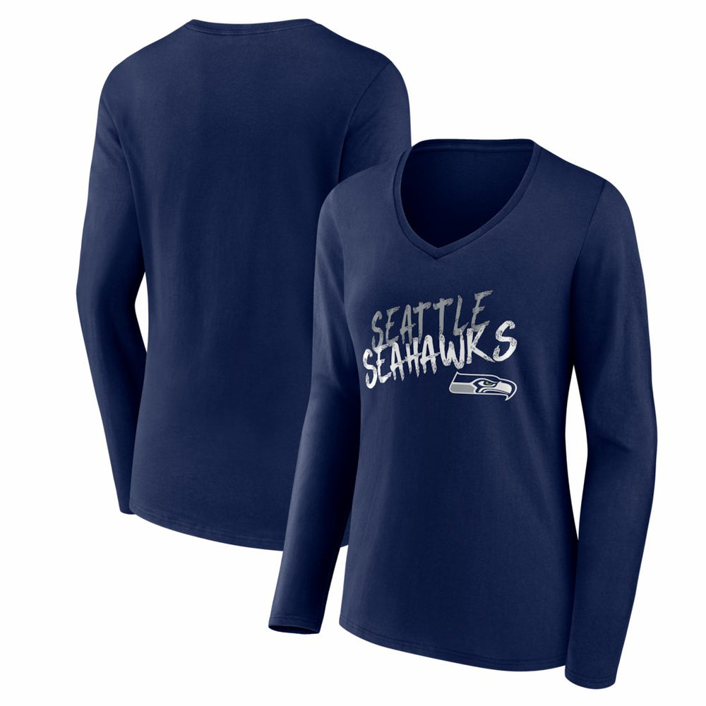 Seattle Seahawks  Women's Hustle Long Sleeve V-Neck T-Shirt