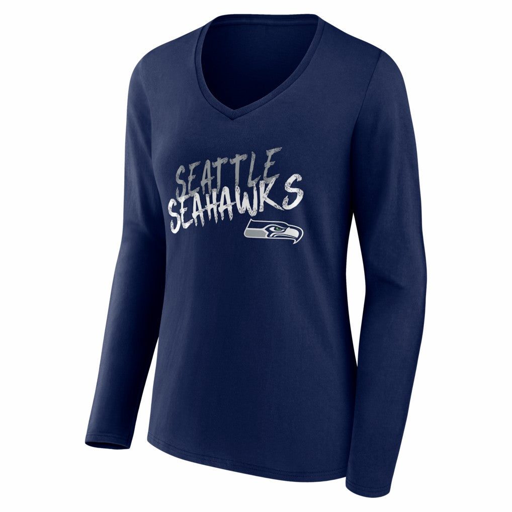 Seattle Seahawks  Women's Hustle Long Sleeve V-Neck T-Shirt