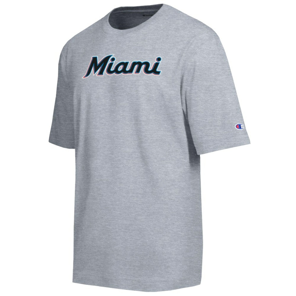 Miami Marlins Champion All Star Chenille Wordmark T-Shirt | MLB Outlet