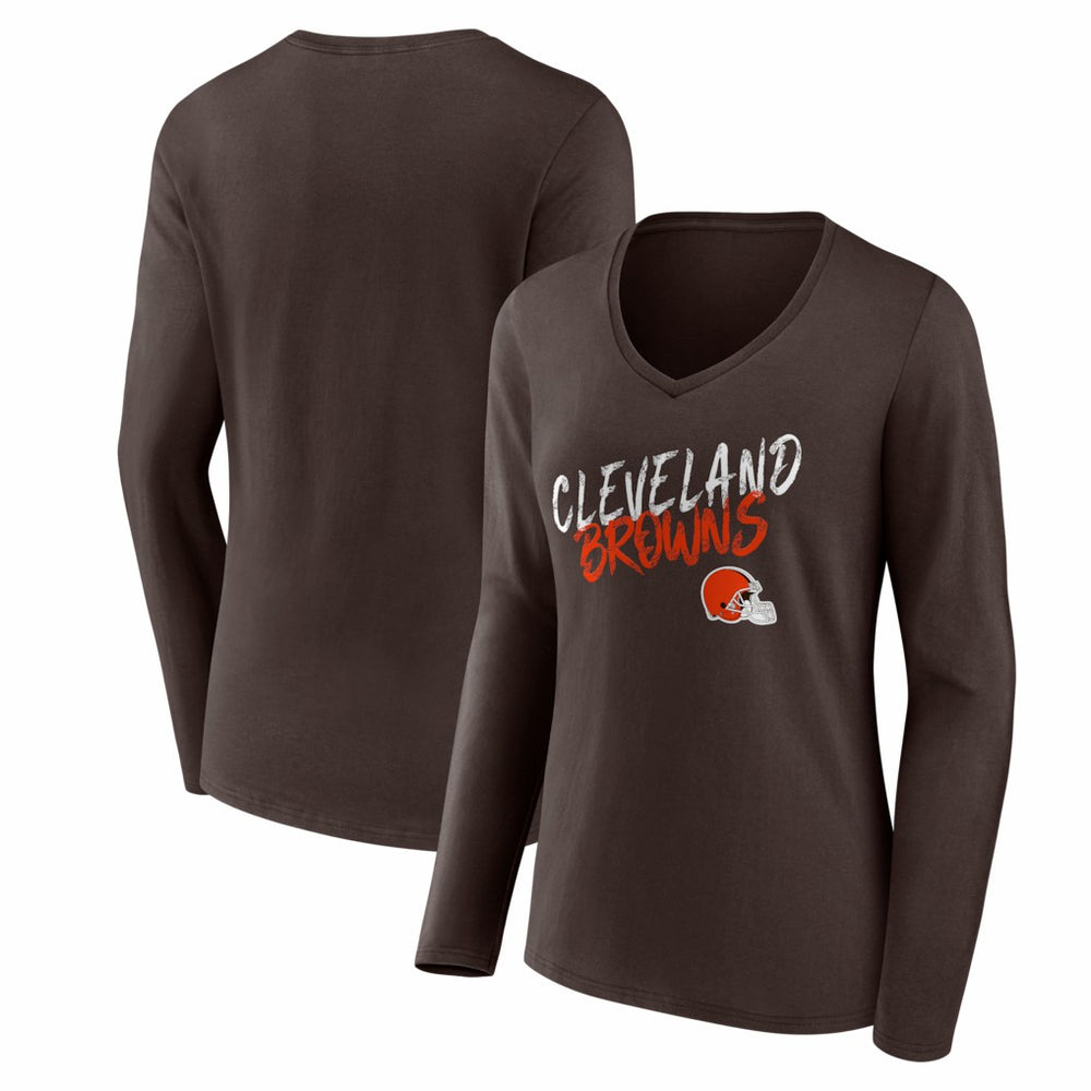 Cleveland Browns  Women's Hustle Long Sleeve V-Neck T-Shirt