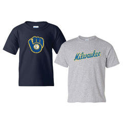 Milwaukee Brewers Soft as a Grape Youth  Cooperstown 2-Pack T-Shirt Set | MLB Near me