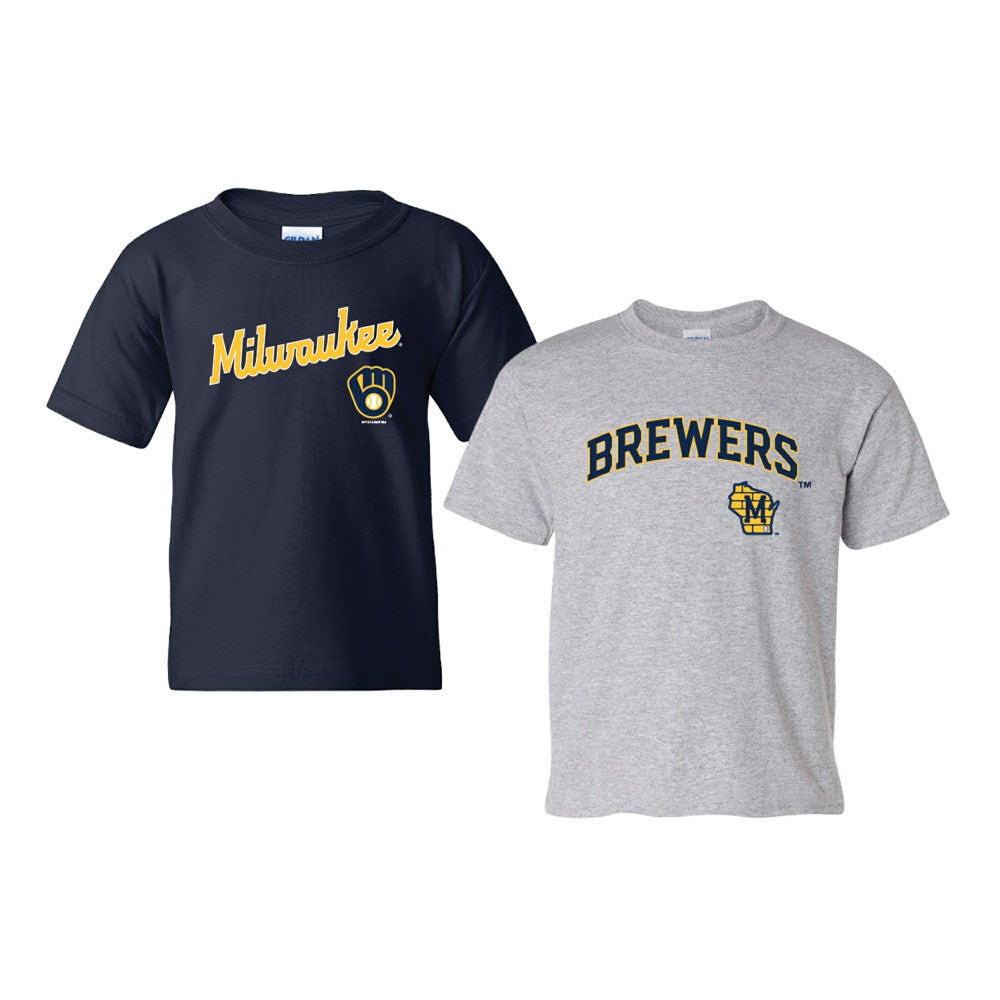 Milwaukee Brewers Soft as a Grape Youth 2-Pack Logo T-Shirt Set | MLB New