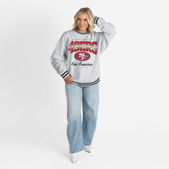 San Francisco 49ers  Gameday Couture Women's Oversized Gridiron Drive Ringer Stripe Sweatshirt