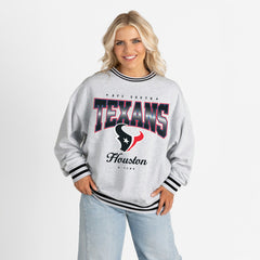 Houston Texans  Gameday Couture Women's Oversized Gridiron Drive Ringer Stripe Sweatshirt