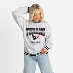 Houston Texans  Gameday Couture Women's Oversized Gridiron Drive Ringer Stripe Sweatshirt