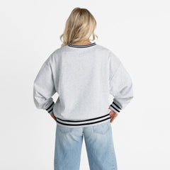 Chicago Bears  Gameday Couture Women's Oversized Gridiron Drive Ringer Stripe Sweatshirt