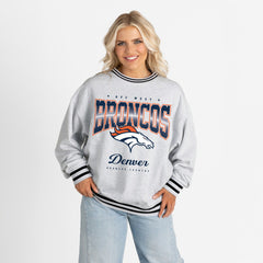 Denver Broncos  Gameday Couture Women's Oversized Gridiron Drive Ringer Stripe Sweatshirt
