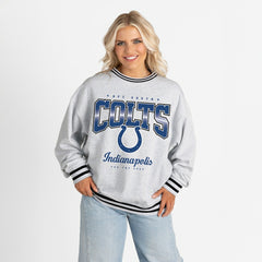 Indianapolis Colts  Gameday Couture Women's Oversized Gridiron Drive Ringer Stripe Sweatshirt