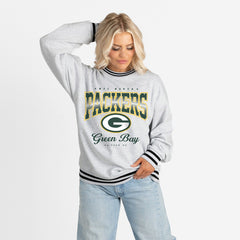Green Bay Packers  Gameday Couture Women's Oversized Gridiron Drive Ringer Stripe Sweatshirt