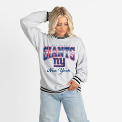 New York Giants  Gameday Couture Women's Oversized Gridiron Drive Ringer Stripe Sweatshirt
