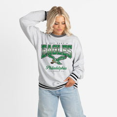 Philadelphia Eagles  Gameday Couture Women's Oversized Gridiron Drive Ringer Stripe Sweatshirt