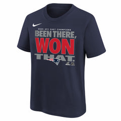 New England Patriots Nike Youth 2025 AFC East Division Champions Locker Room Trophy Collection T-Shirt