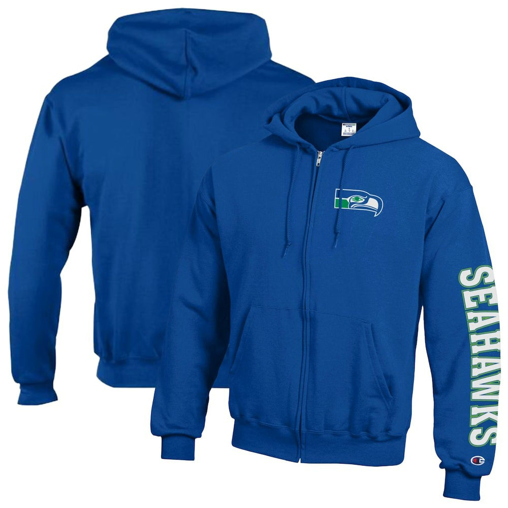 Seattle Seahawks Champion Powerblend Fleece Full-Zip Hoodie