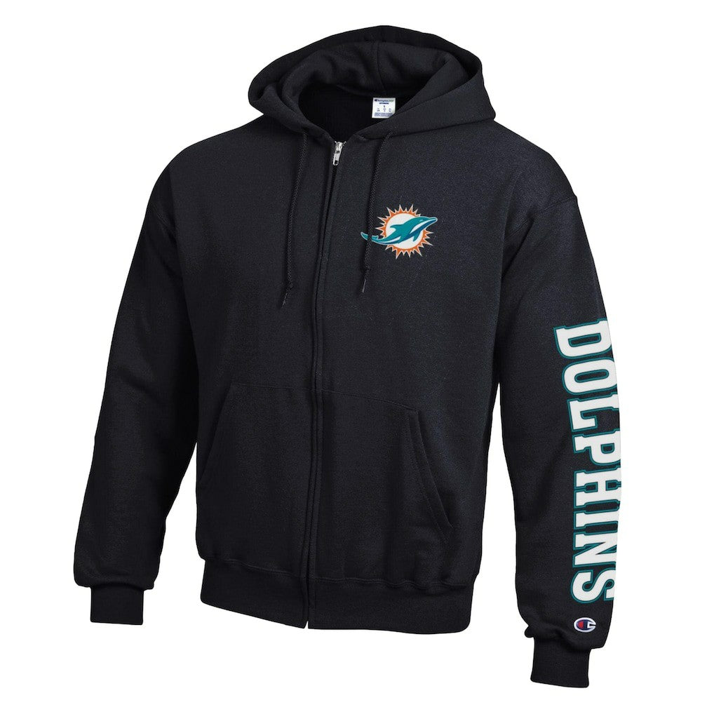 Miami Dolphins Champion Powerblend Fleece Full-Zip Hoodie