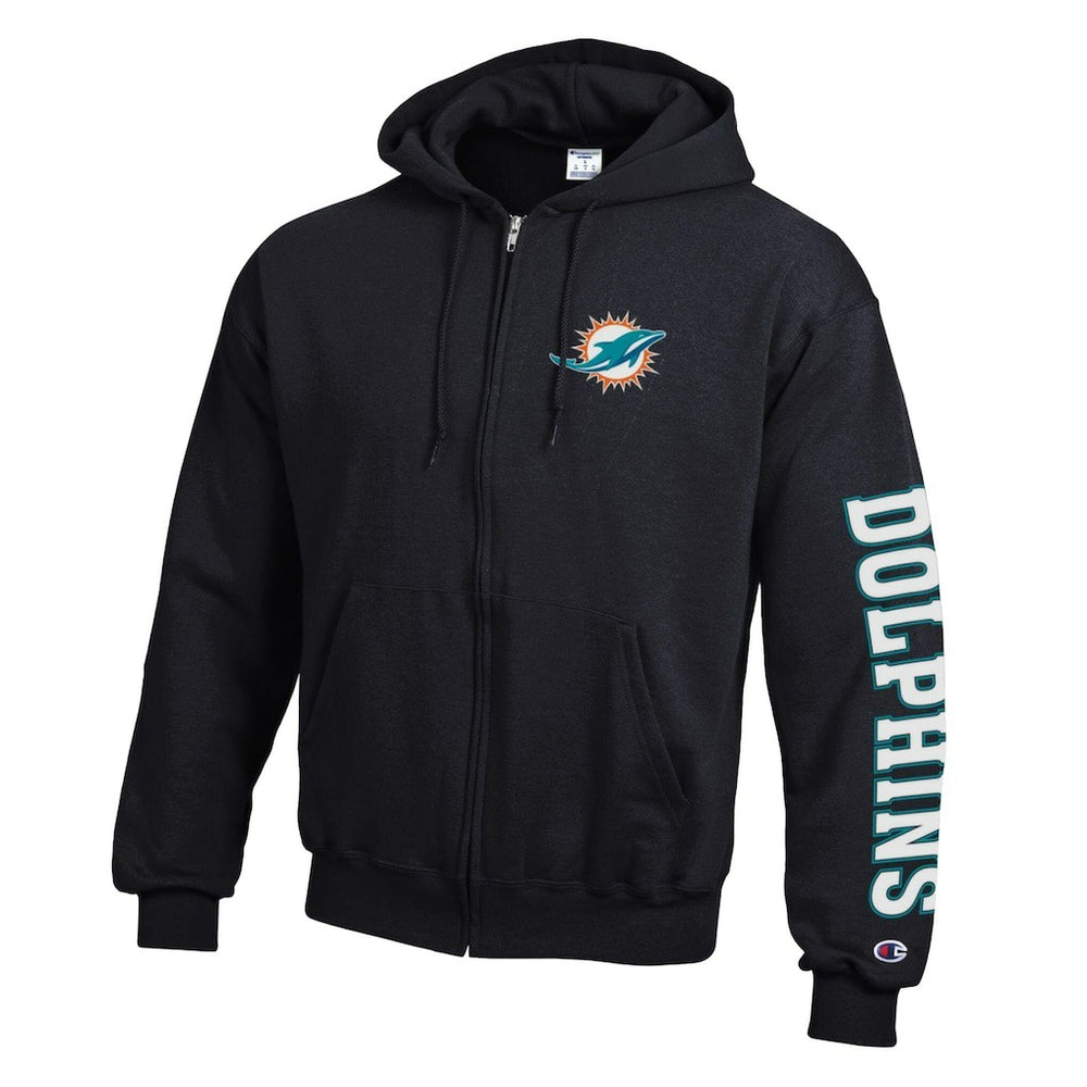 Miami Dolphins Champion Powerblend Fleece Full-Zip Hoodie