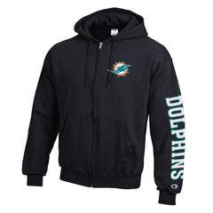 Miami Dolphins Champion Powerblend Fleece Full-Zip Hoodie