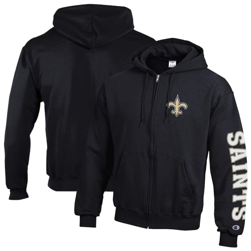 New Orleans Saints Champion Powerblend Fleece Full-Zip Hoodie