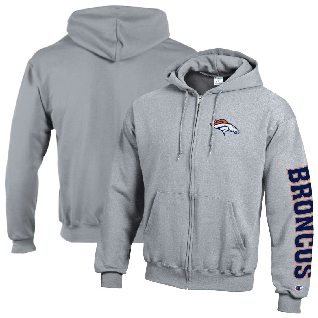 Denver Broncos Champion Powerblend Fleece Full-Zip Hoodie