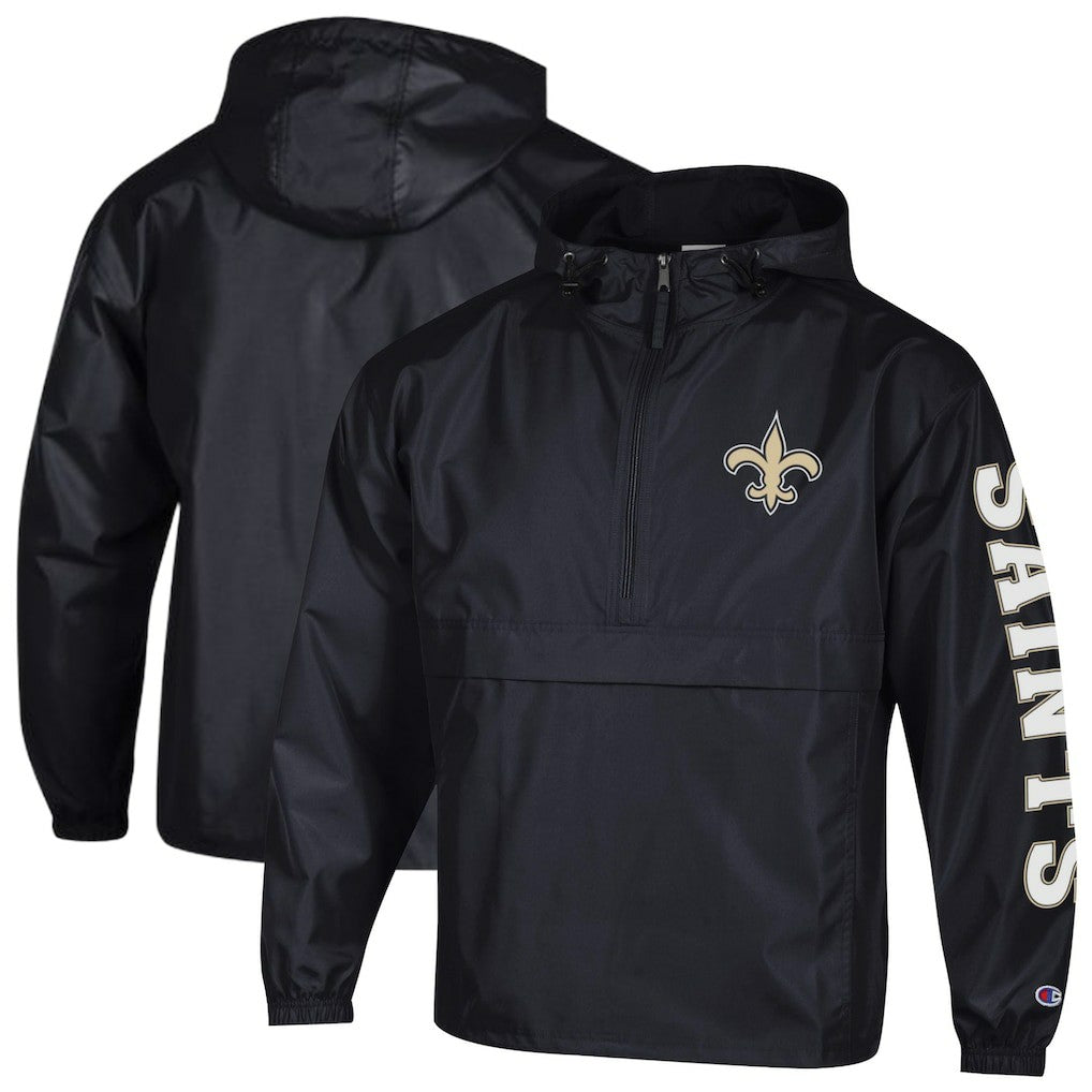 New Orleans Saints Champion Packable Windbreaker Half-Zip Jacket
