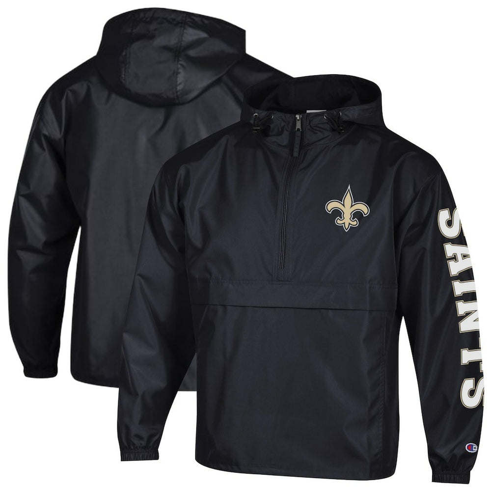 New Orleans Saints Champion Packable Windbreaker Half-Zip Jacket