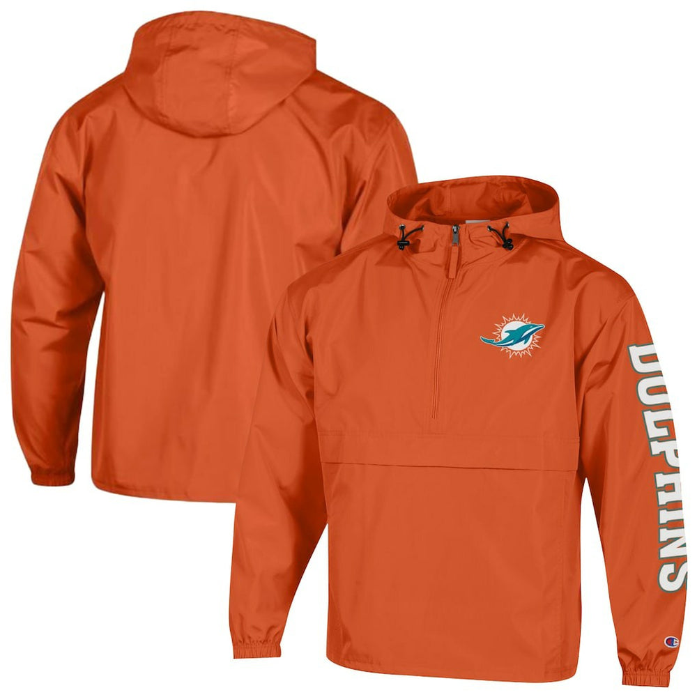 Miami Dolphins Champion Packable Windbreaker Half-Zip Jacket