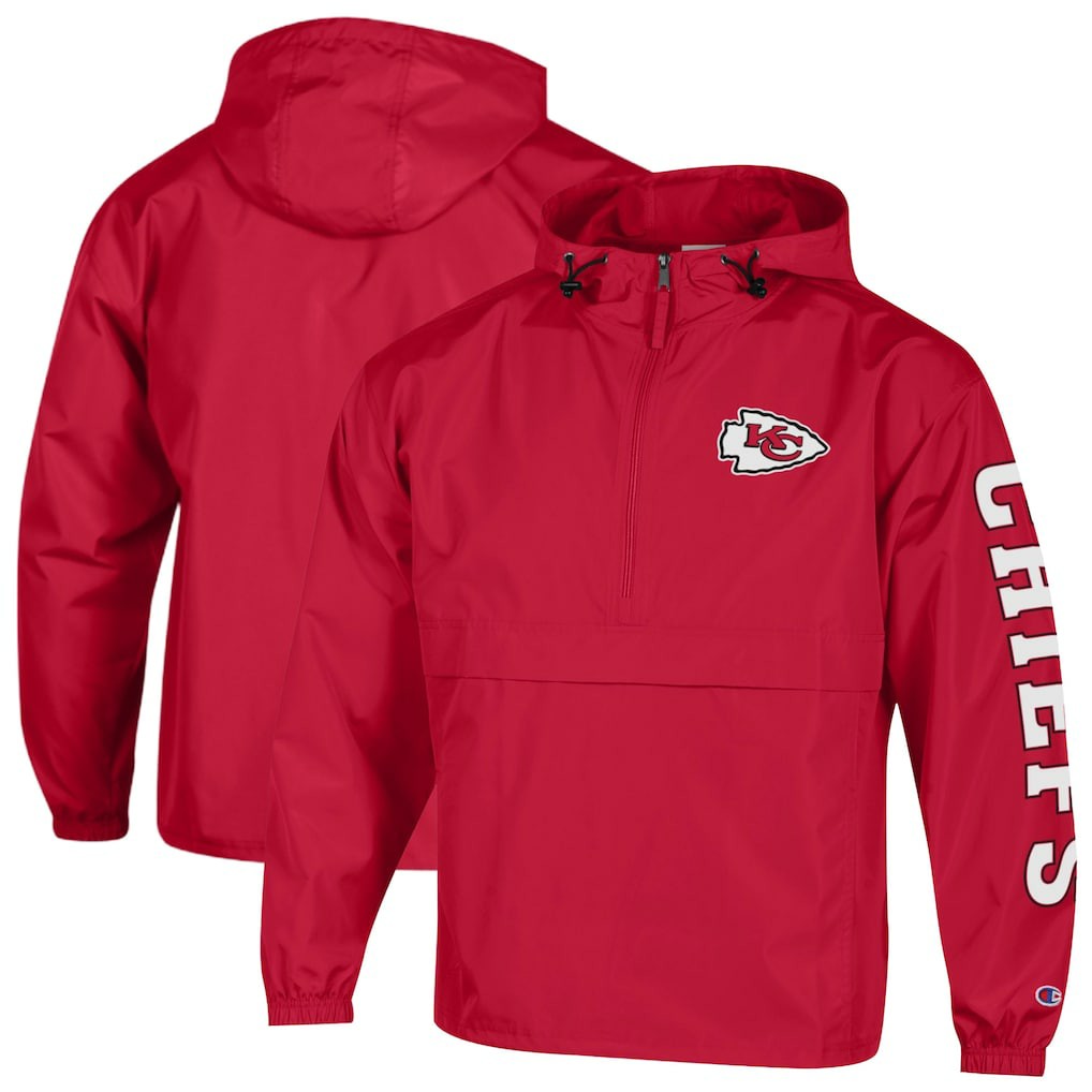 Kansas City Chiefs Champion Packable Windbreaker Half-Zip Jacket