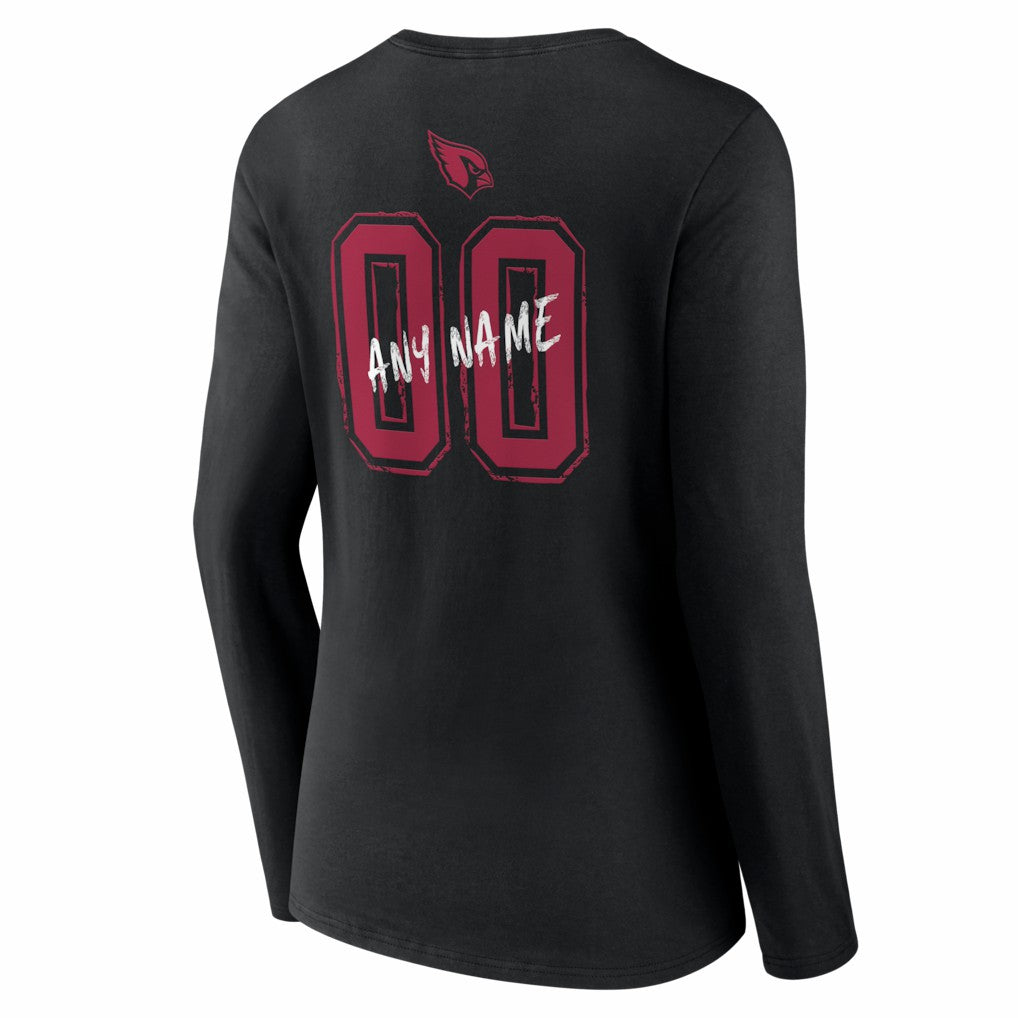 Arizona Cardinals  Women's Hustle Personalized Name & Number Long Sleeve V-Neck T-Shirt