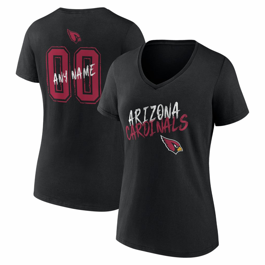 Arizona Cardinals  Women's Hustle Personalized Name & Number V-Neck T-Shirt