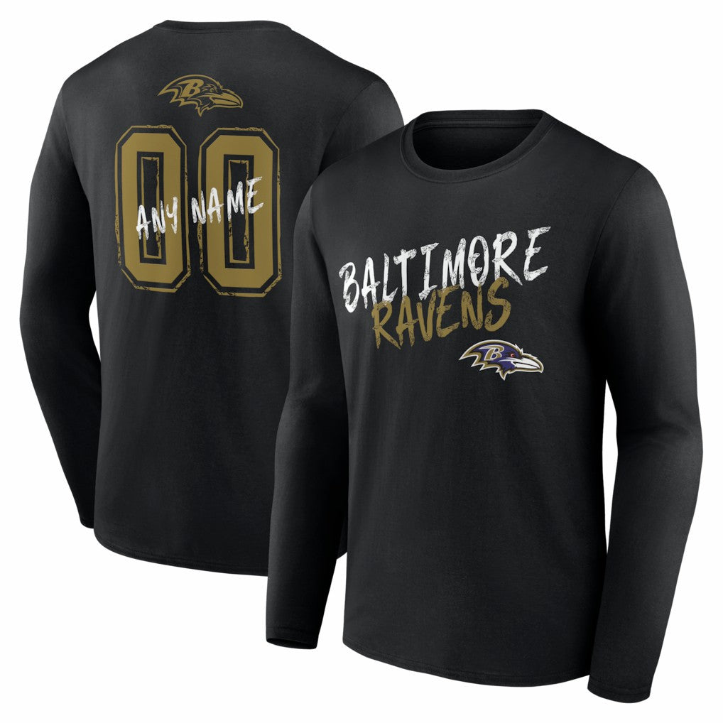 Baltimore Ravens  Hustle Personalized Name & Number Long Sleeve T-Shirt