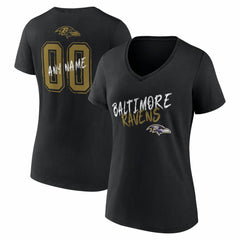 Baltimore Ravens  Women's Hustle Personalized Name & Number V-Neck T-Shirt