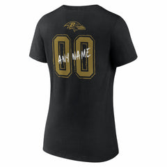 Baltimore Ravens  Women's Hustle Personalized Name & Number V-Neck T-Shirt