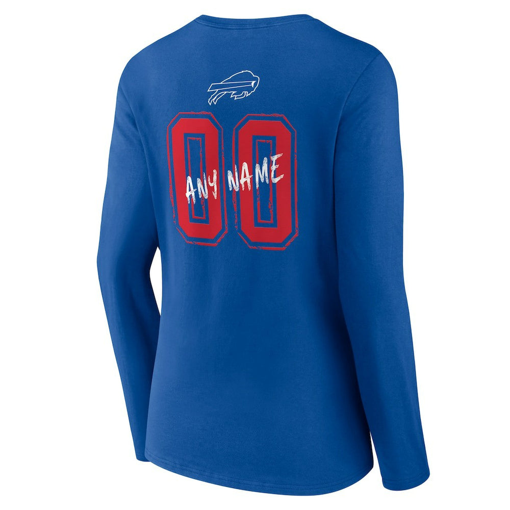 Buffalo Bills  Women's Hustle Personalized Name & Number Long Sleeve V-Neck T-Shirt