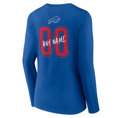 Buffalo Bills  Women's Hustle Personalized Name & Number Long Sleeve V-Neck T-Shirt