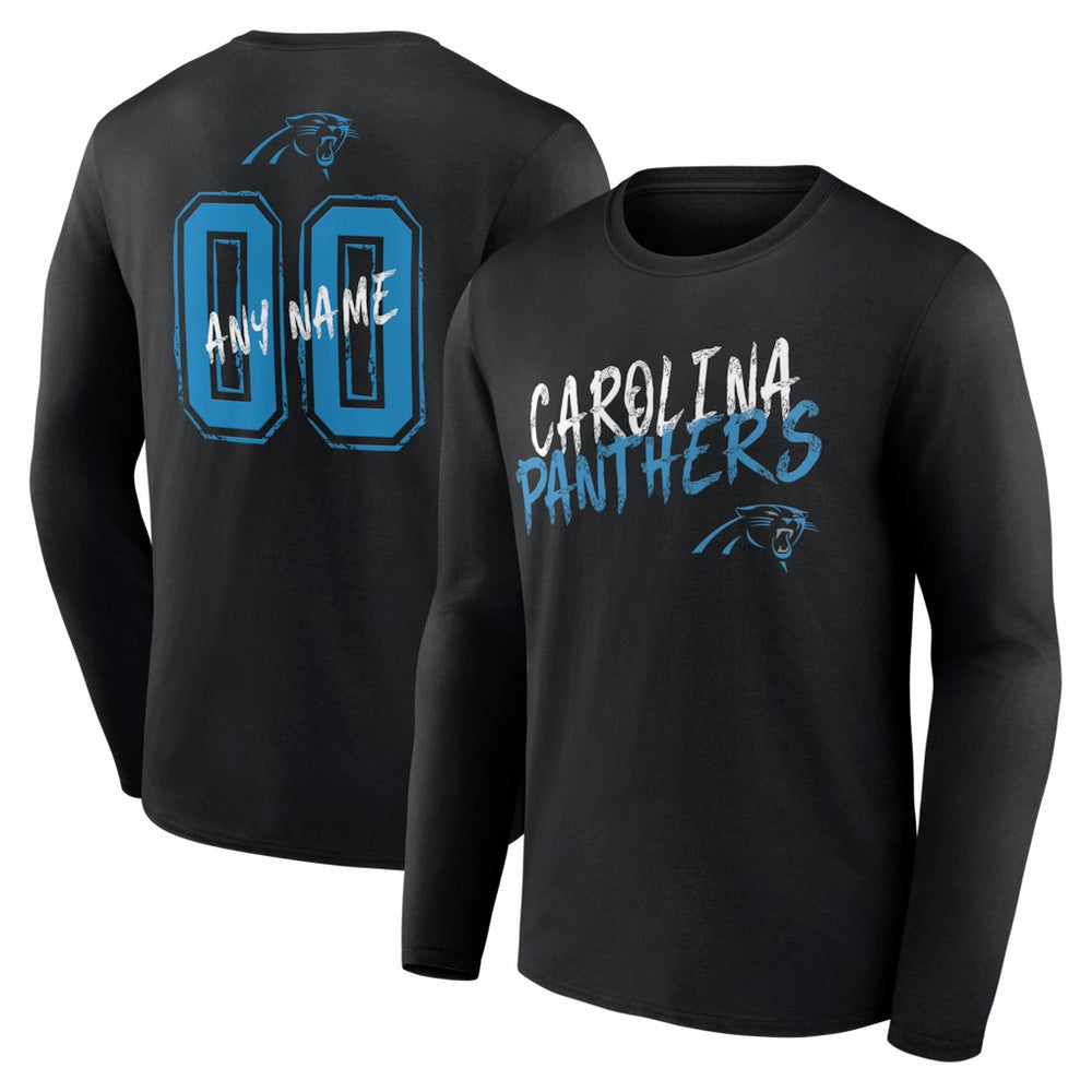 Carolina Panthers  Hustle Personalized Name & Number Long Sleeve T-Shirt