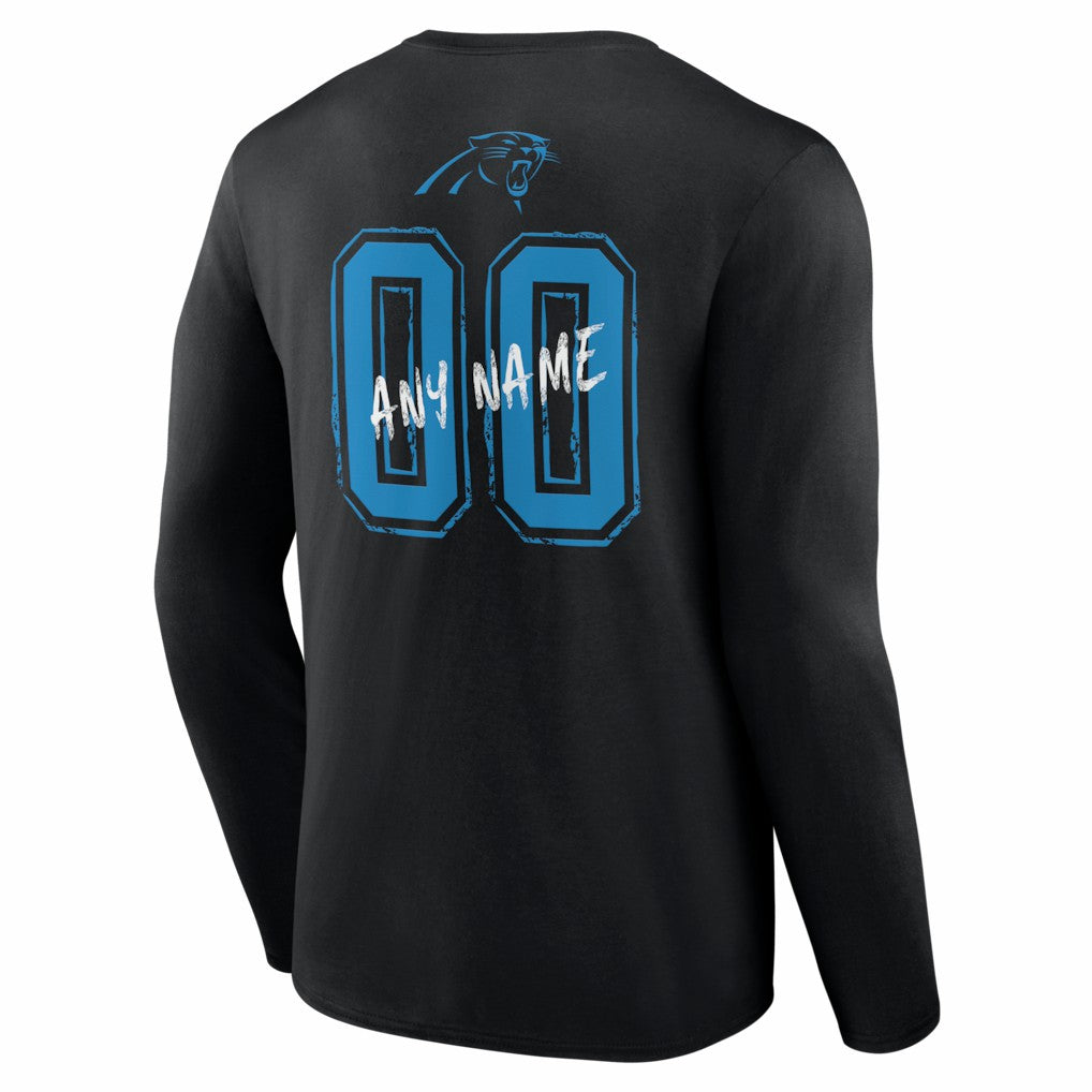 Carolina Panthers  Hustle Personalized Name & Number Long Sleeve T-Shirt