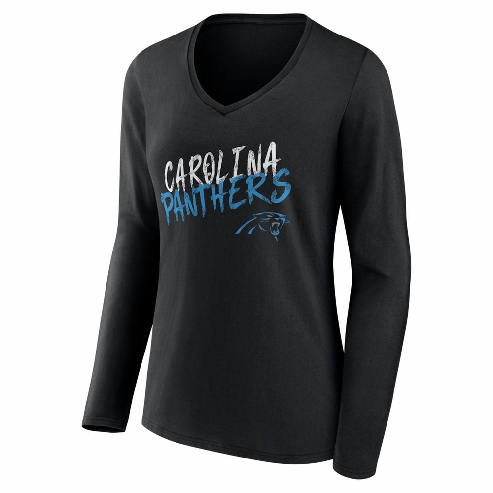 Carolina Panthers  Women's Hustle Personalized Name & Number Long Sleeve V-Neck T-Shirt