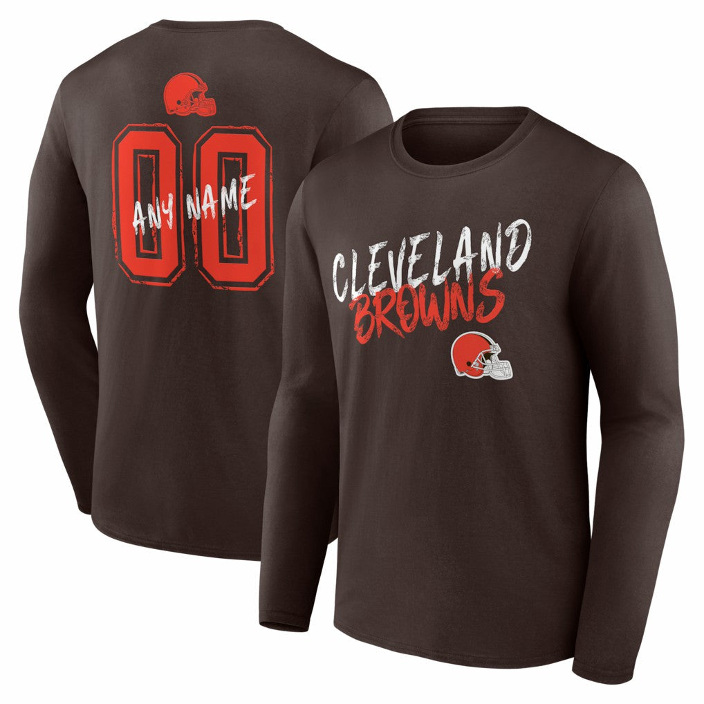 Cleveland Browns  Hustle Personalized Name & Number Long Sleeve T-Shirt