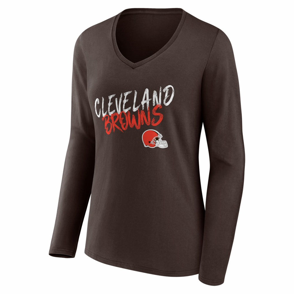Cleveland Browns  Women's Hustle Personalized Name & Number Long Sleeve V-Neck T-Shirt