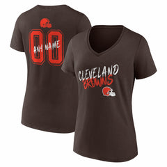 Cleveland Browns  Women's Hustle Personalized Name & Number V-Neck T-Shirt