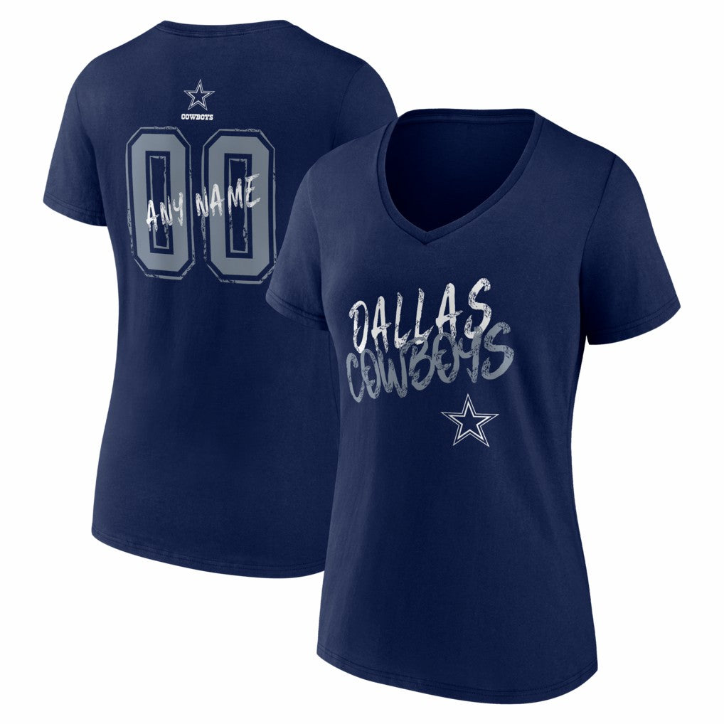 Dallas Cowboys  Women's Hustle Personalized Name & Number V-Neck T-Shirt