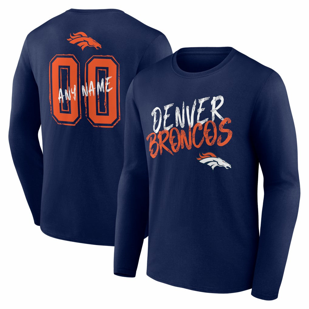 Denver Broncos  Hustle Personalized Name & Number Long Sleeve T-Shirt