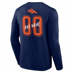 Denver Broncos  Hustle Personalized Name & Number Long Sleeve T-Shirt