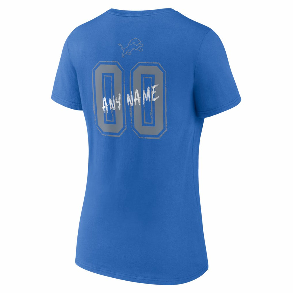 Detroit Lions  Women's Hustle Personalized Name & Number V-Neck T-Shirt