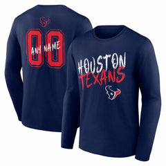 Houston Texans  Hustle Personalized Name & Number Long Sleeve T-Shirt