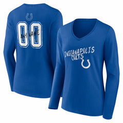 Indianapolis Colts  Women's Hustle Personalized Name & Number Long Sleeve V-Neck T-Shirt