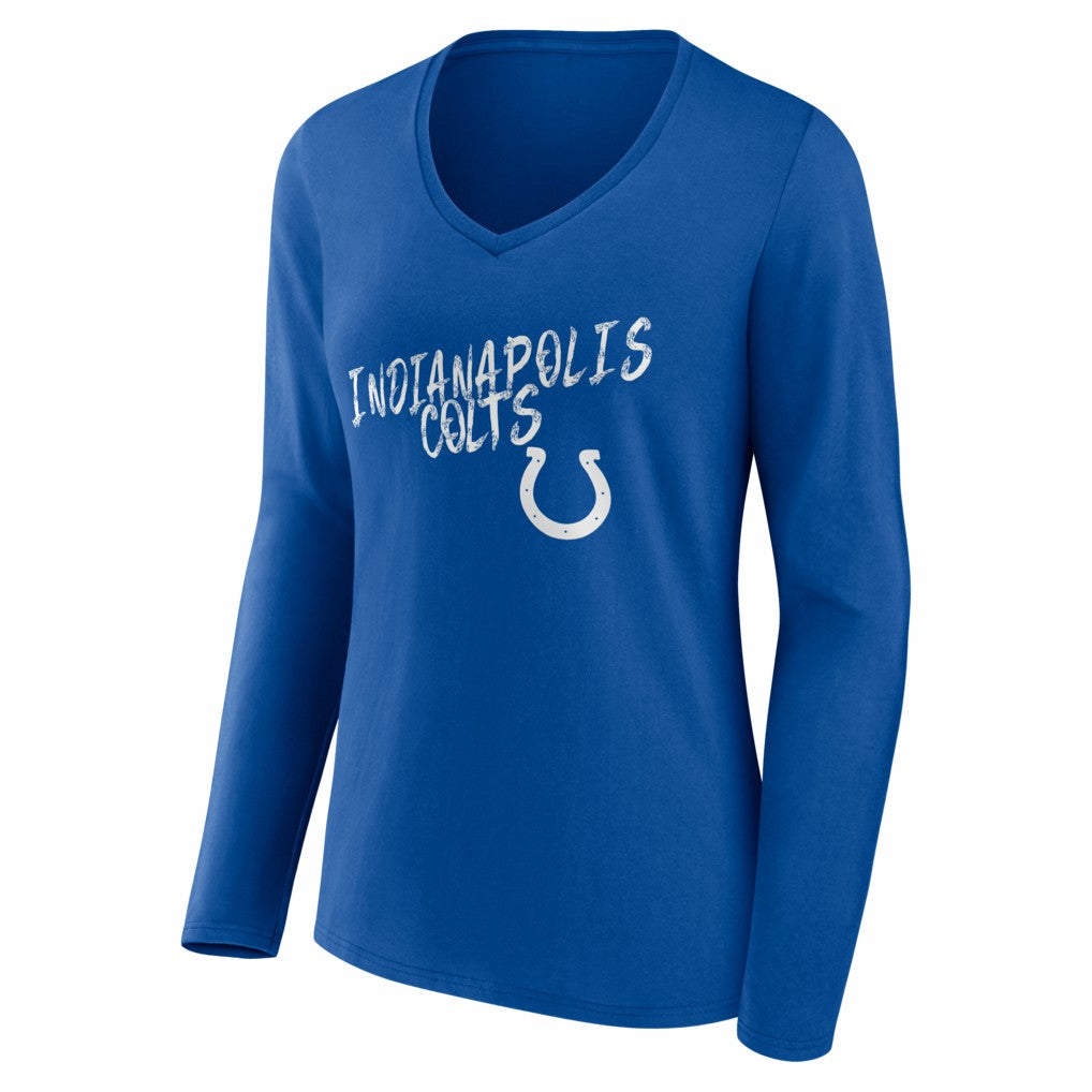 Indianapolis Colts  Women's Hustle Personalized Name & Number Long Sleeve V-Neck T-Shirt