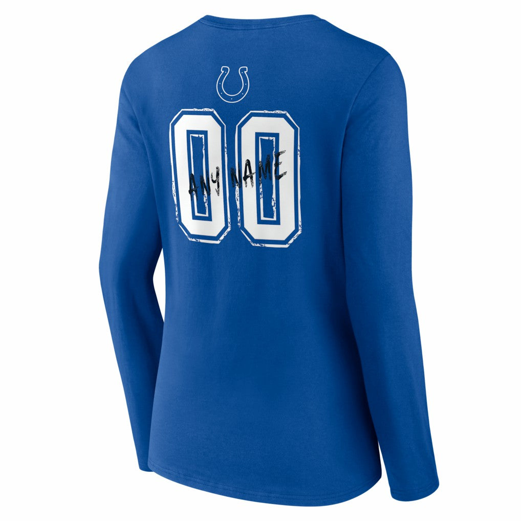 Indianapolis Colts  Women's Hustle Personalized Name & Number Long Sleeve V-Neck T-Shirt