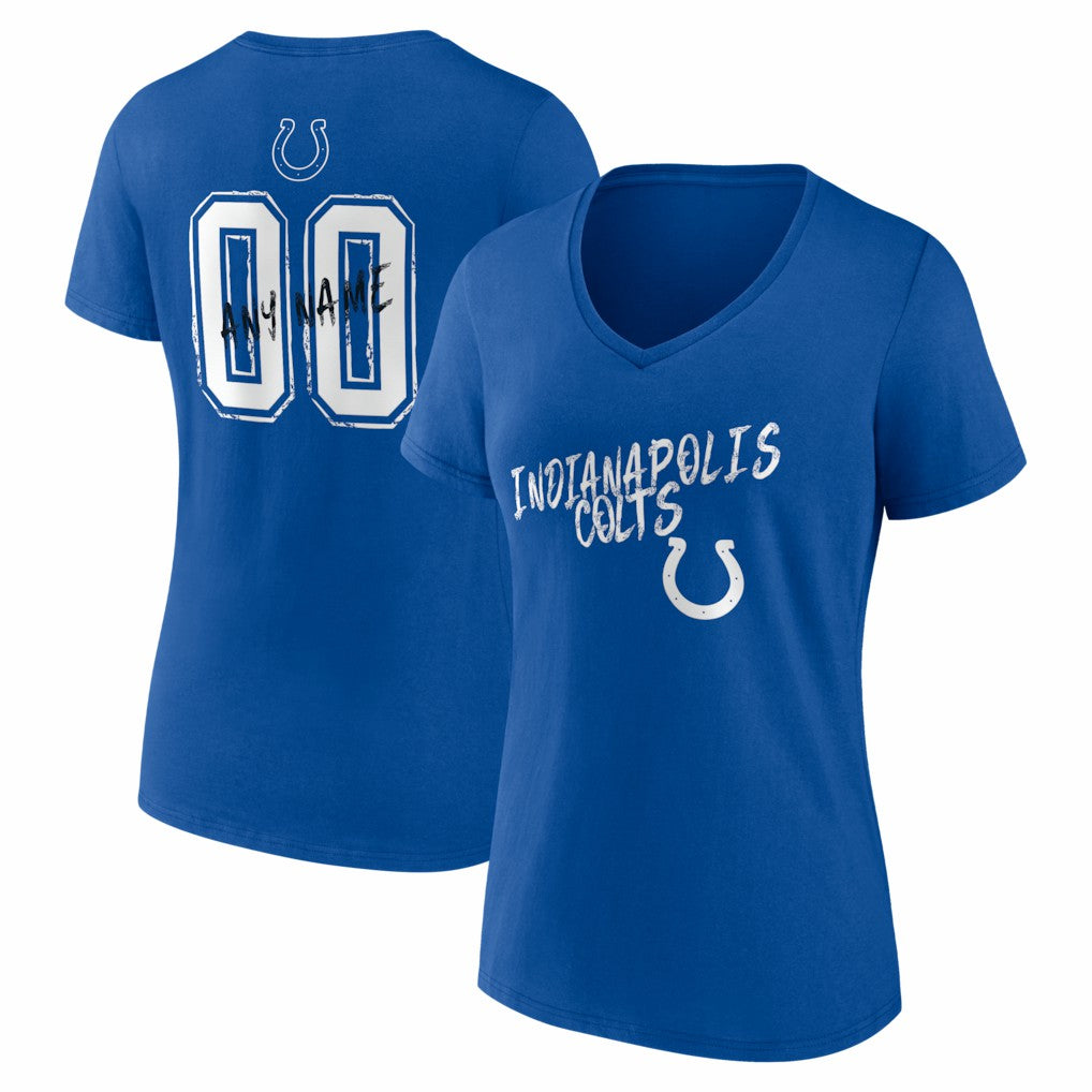 Indianapolis Colts  Women's Hustle Personalized Name & Number V-Neck T-Shirt